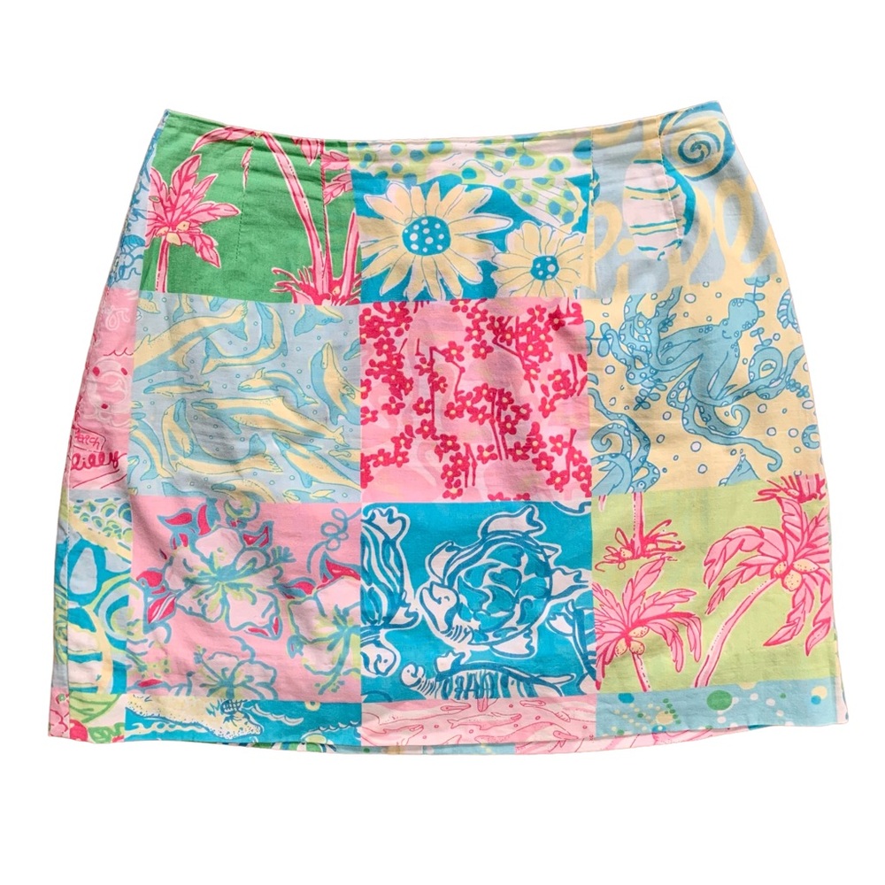 Vintage Lilly Pulitzer Patchwork Skirt in Y2K Millennium Patch Size 2